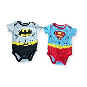 Justice League Batman And Superman Baby Onesie Bodysuit Bundle